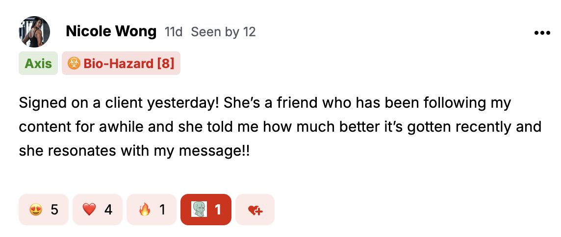 Signed a client who followed her content